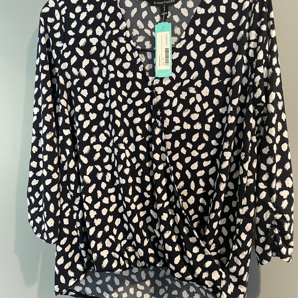 41 Hawthorn Black and White Spotted Blouse